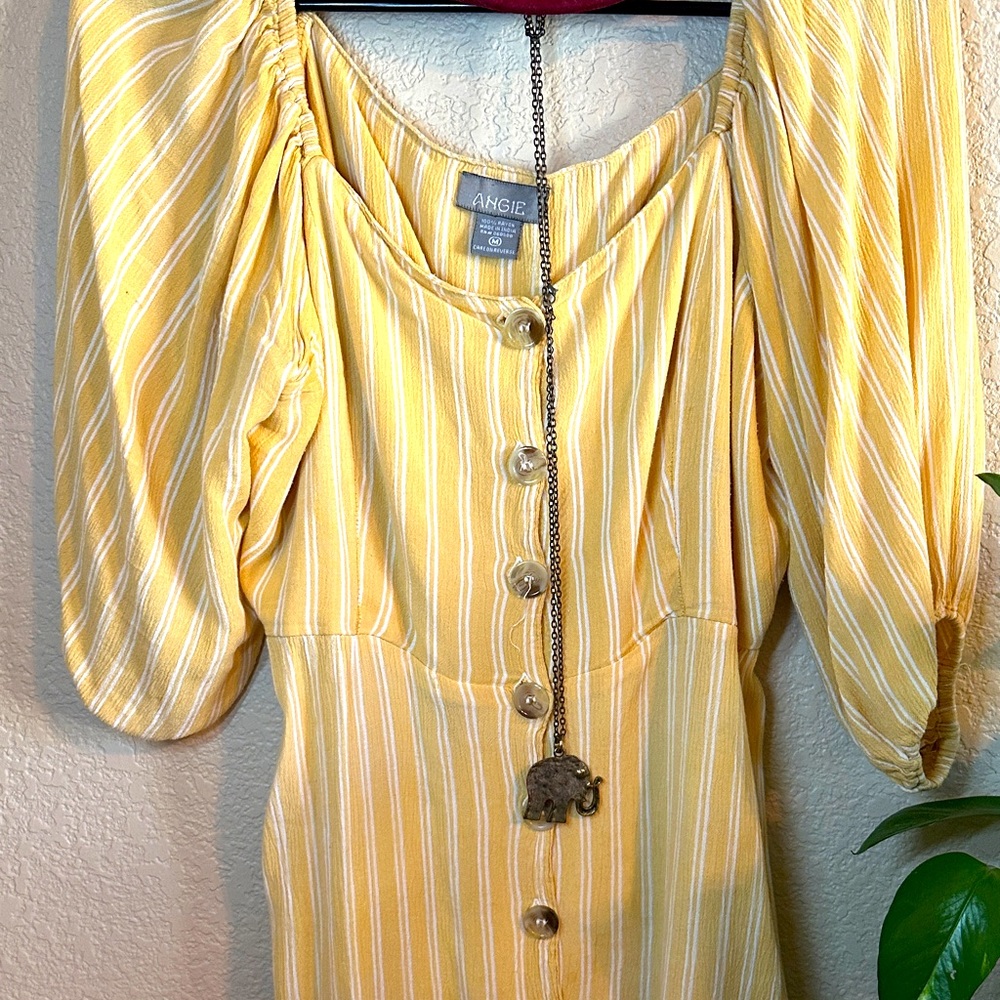Yellow Mini Dress [button, off the shoulder]